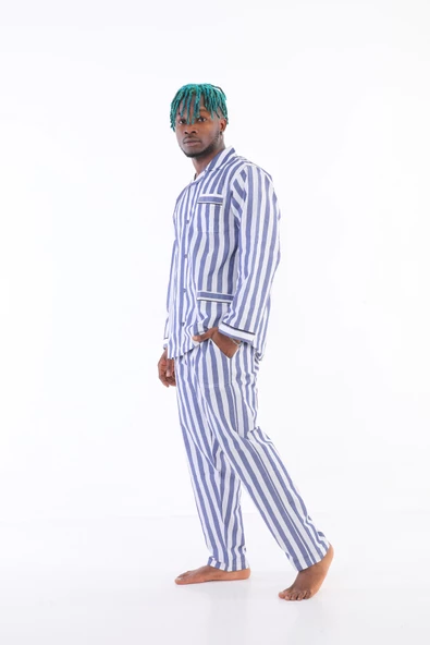 Kocabey 4007 Uzun Kol Çizgili Gaffur Erkek Pijama Takım - 7