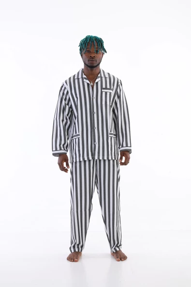 Kocabey 4007 Uzun Kol Çizgili Gaffur Erkek Pijama Takım - 11