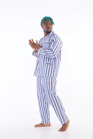 Kocabey 4007 Uzun Kol Çizgili Gaffur Erkek Pijama Takım - 6