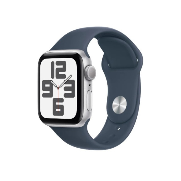 Apple Watch SE GPS 40mm Gümüş Alüminyum Kasa ve Fırtına Mavisi Spor Kordon - M/L