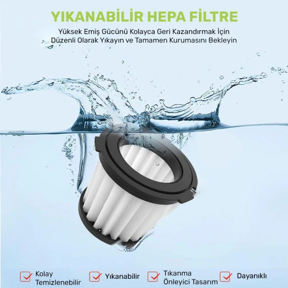 Worx WA6077 WX030 Şarjlı Süpürge İçin Yedek HEPA Filtre - 5