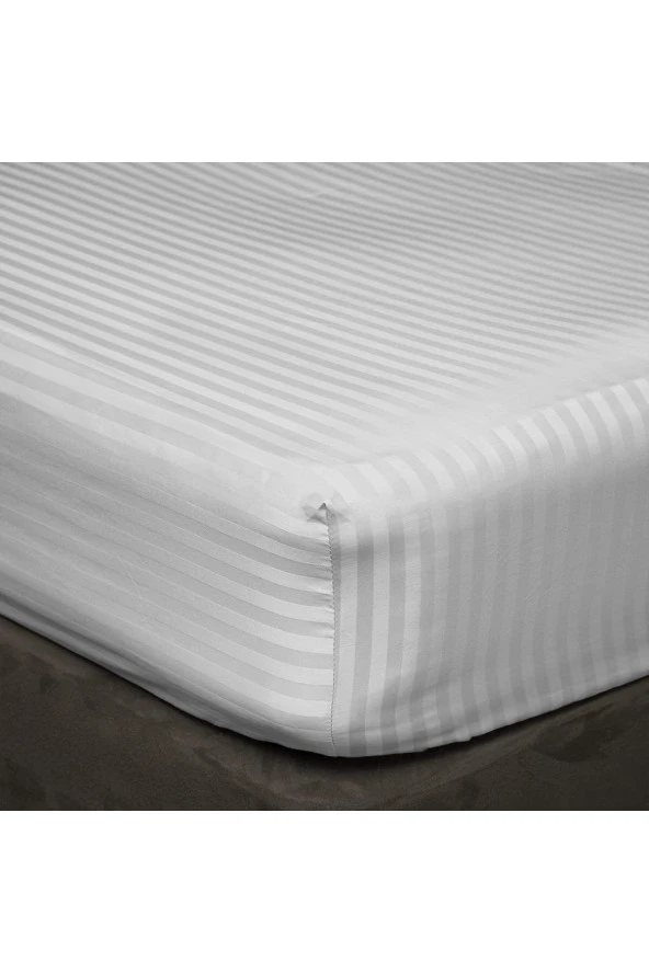 Çizgili Pamuk Saten Lastikli Çarşaf Seti - Yastık Kılıfı Tek Kişilik - Çift Kişilik - Resim 2