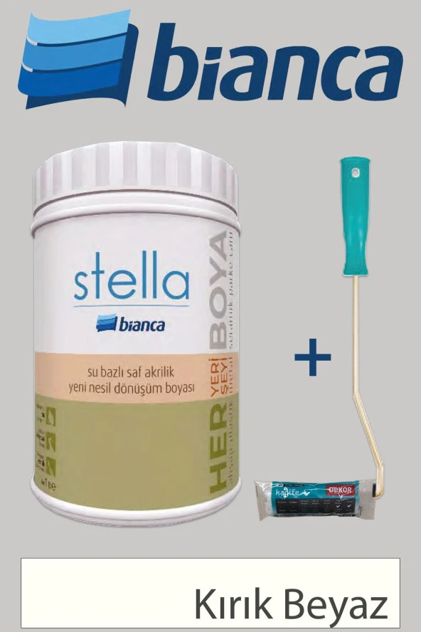 Stella Su Bazlı Saf Akrilik (1Lt Boya + Dekor Kadife Rulo) - 1