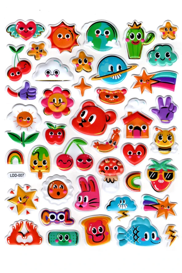 Sticker Kabartmalı Stiker Defter Planlayıcı Etiket (Ldd007)-24x19cm - Dünya Çiçek Balık