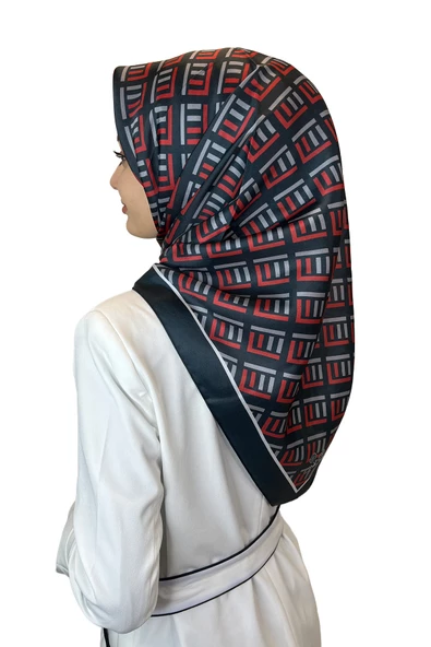 Quare Kristal Eşarp, Çizgi Desenli 01067  SİYAH KIRMIZI ürün görseli