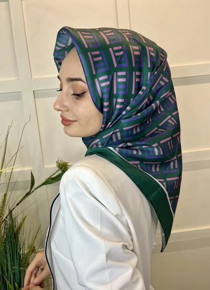 Quare Kristal Eşarp, Çizgi Desenli 01067  ZÜMRÜT - Resim 2