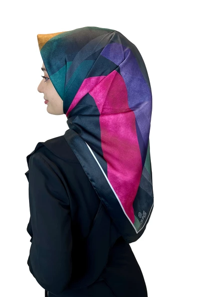 Quare Desenli Kristal Eşarp 01068  SİYAH