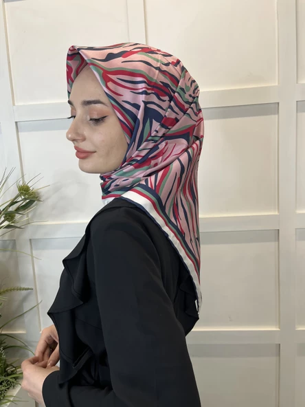 Quare Rayon Tivil Eşarp Desenli Rayon Eşarp 1070  PUDRA - Resim 2