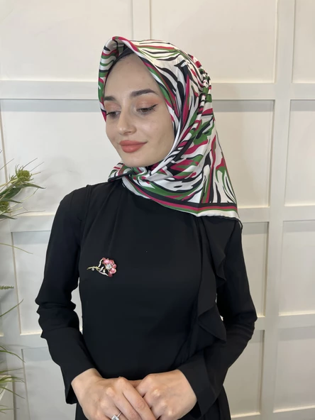 Quare Rayon Tivil Eşarp Desenli Rayon Eşarp 1070  YEŞİL - 2