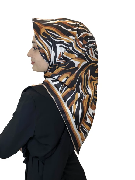 Quare Rayon Tivil Eşarp Desenli Rayon Eşarp 1070  KOYU SARI