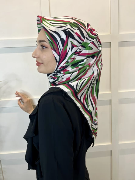 Quare Rayon Tivil Eşarp Desenli Rayon Eşarp 1070  YEŞİL - 3