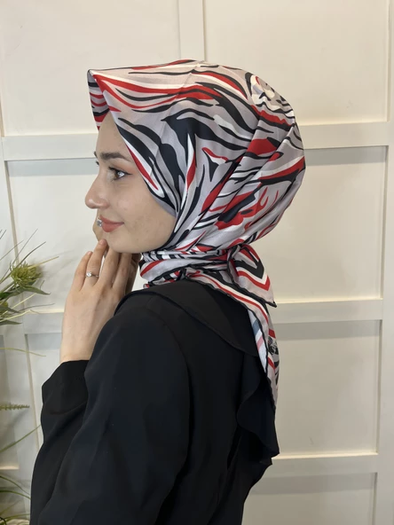 Quare Rayon Tivil Eşarp Desenli Rayon Eşarp 1070  GRİ - 3