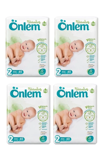 Önlem Botanika 2 Beden Bebek Bezi İkili Jumbo Mini 60 Lı x 4 Adet