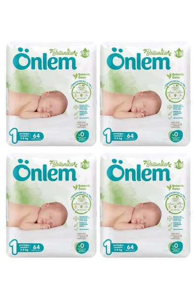 Önlem Botanika 1 Beden Bebek Bezi Yenidoğan Newborn 64 Lü x 4 Adet