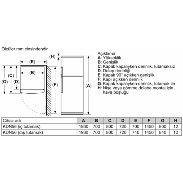 BOSCH KDN56XIF0N ÇİFT KAPILI NO FROST BUZDOLABI - 7