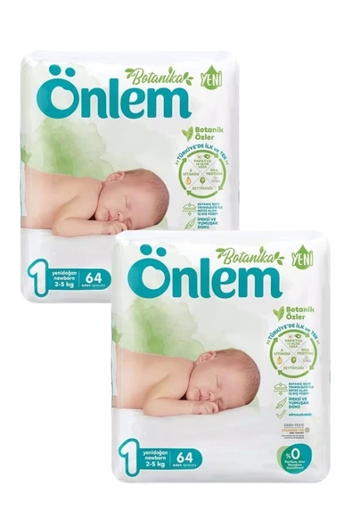 Önlem Botanika 1 Beden Bebek Bezi Yenidoğan Newborn 64 Lü x 2 Adet