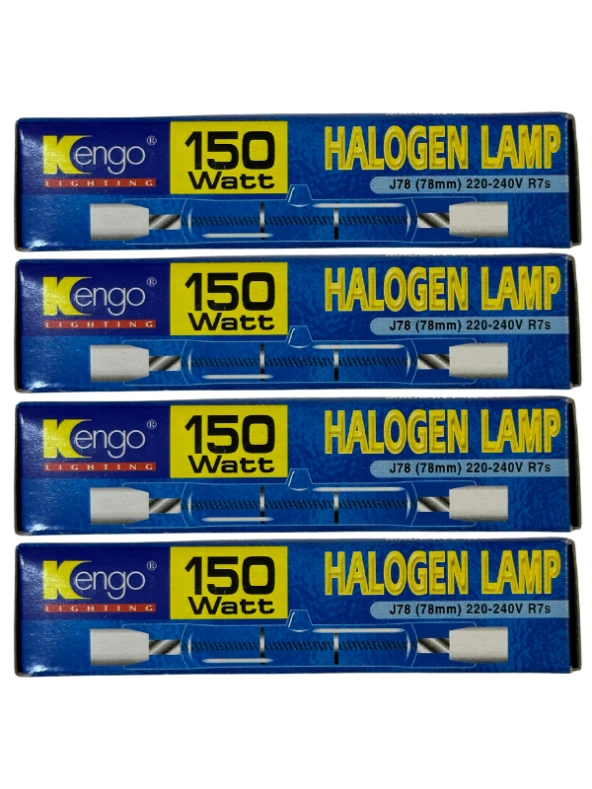 Kengo 150W Sarı Işık R7s Duylu Dim Edilebilir Çubuk Halojen Ampul (4 Adet)