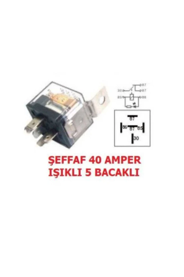 Redno Şeffaf 5 Uçlu Mini Üniversal Röle 40 Amper 12 Volt ( 5 Adet )