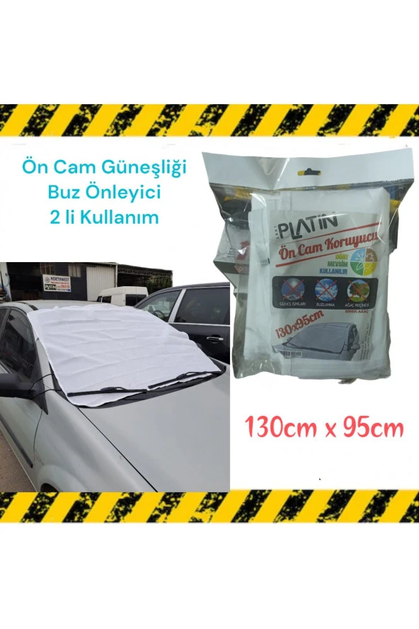 Redno Oto Ön Cam Güneşlik Ve Buz Önleyici 2 Li Kullanım 130Cm X 95Cm Yıkanabilir Örtü