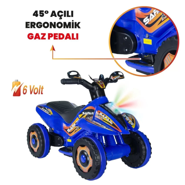 UJ Toys Uzaktan Kumandalı Akülü Atv 6v Safari 2-4 Yaş Mavi - 2