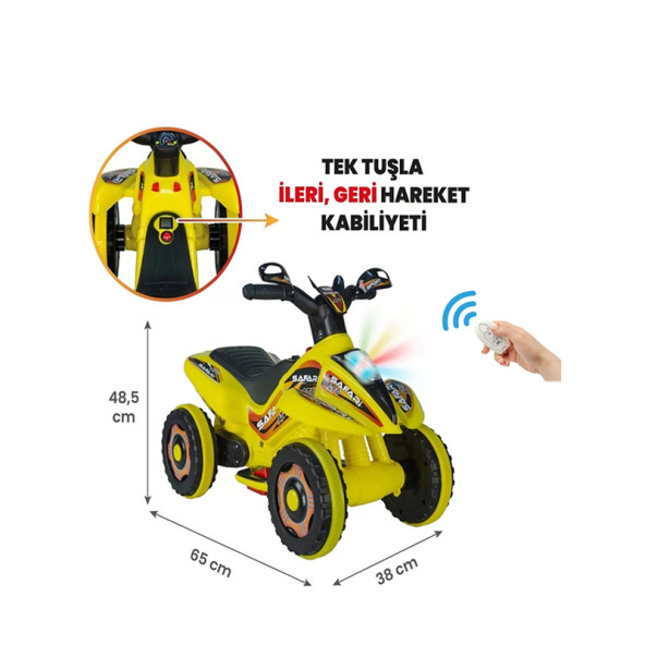 UJ Toys Uzaktan Kumandalı Akülü Atv 6v Safari 2-4 Yaş Sarı