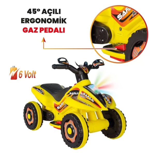 UJ Toys Uzaktan Kumandalı Akülü Atv 6v Safari 2-4 Yaş Sarı - 2