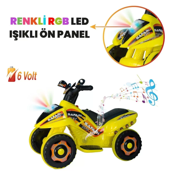 UJ Toys Uzaktan Kumandalı Akülü Atv 6v Safari 2-4 Yaş Sarı - 3