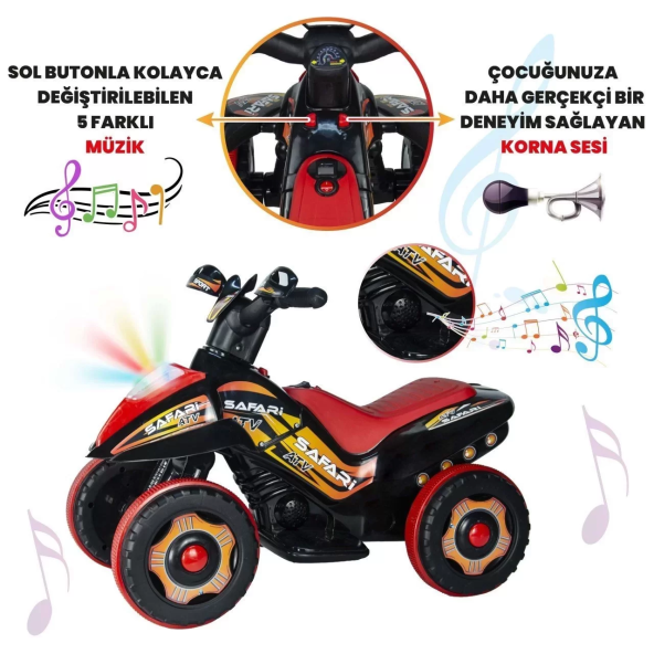 UJ Toys Uzaktan Kumandalı Akülü Atv 6v Safari 2-4 Yaş  Siyah - 2