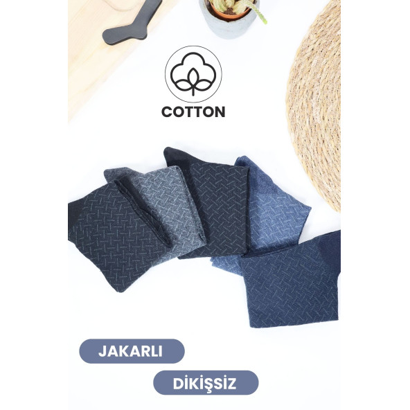 Erkek Çorap Cotton Dikişsiz Jakarlı Mevsimlik Uzun Çorap - 5