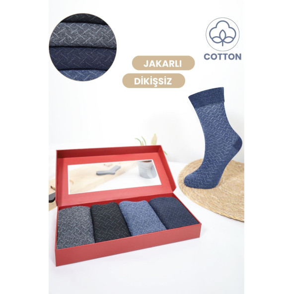 Erkek Çorap Cotton Dikişsiz Jakarlı Mevsimlik Uzun Çorap - 2