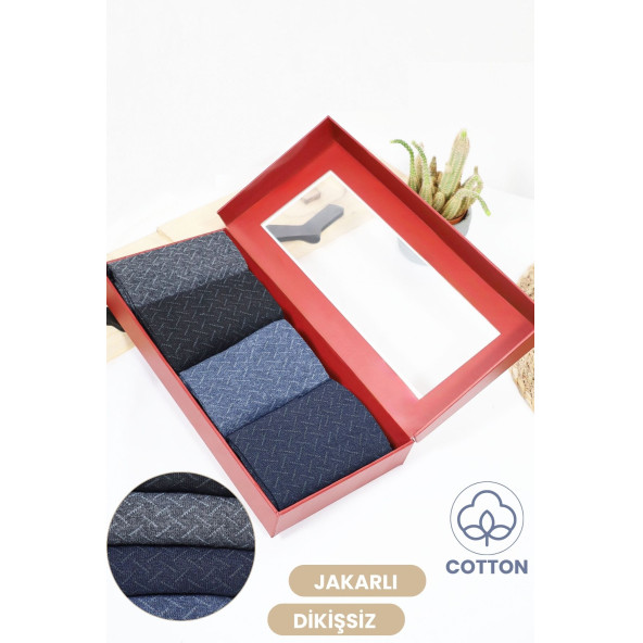 Erkek Çorap Cotton Dikişsiz Jakarlı Mevsimlik Uzun Çorap - 3