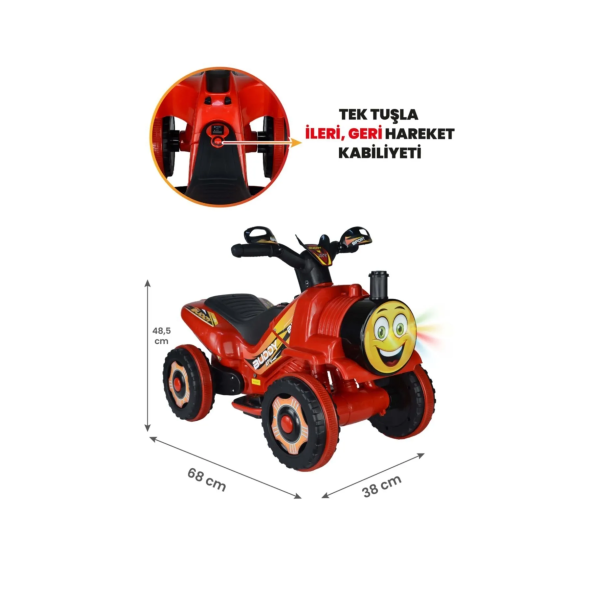 UJ Toys Thomas Kumandalı Akülü Araba Tren Atv 2-4 Yaş Kırmızı - 2