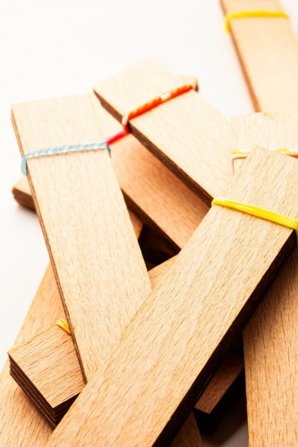 Ahşap Mum Fitili + Yapışkanlı Sehpa - 75 Adet ( 20mm x 150mm x 0,5mm ) - Resim 6