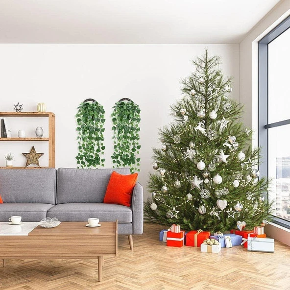Nettenevime Yapay Çiçek Sarkan Sarmaşık Sarı Yeşil Oval Yaprak Desenli 9dallı Sarkan Bitki - 6