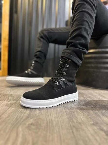 Erkek Spor Bot B12 Siyah Süet (Beyaz Taban) - 2