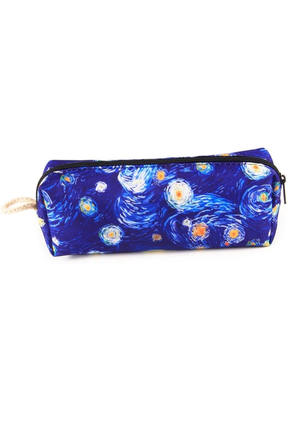 Yıldızlı Gece Tablosu Desenli Van Gogh Kalemlik Fermuarlı Makyaj Çantası ürün görseli