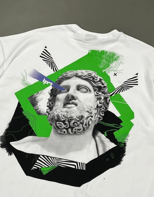 BPM Design Mythology Oversize Tişört Beyaz - 3