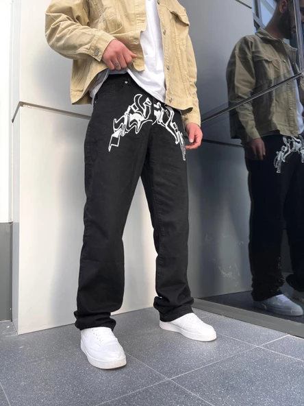 Premium Designer Words Baggy Kot Pantolon - 3