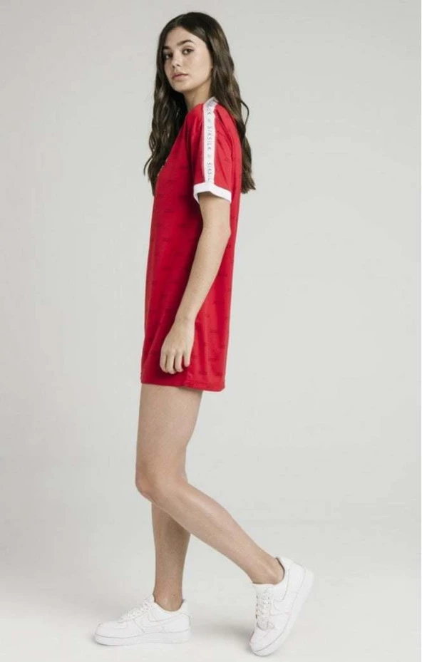 SikSilk Shadow Silk Dress – Red - 4