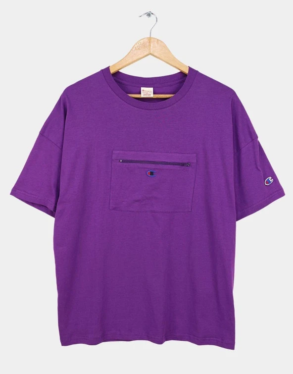 Champion Ön Cep Oversize Erkek T-Shirt Mor