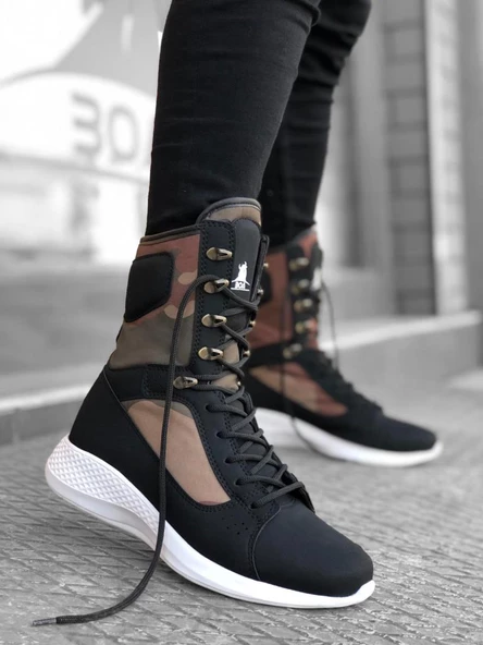 BA0600 Bağcıklı Siyah Kamuflaj Boksör Unisex Spor Postal Bot - 2