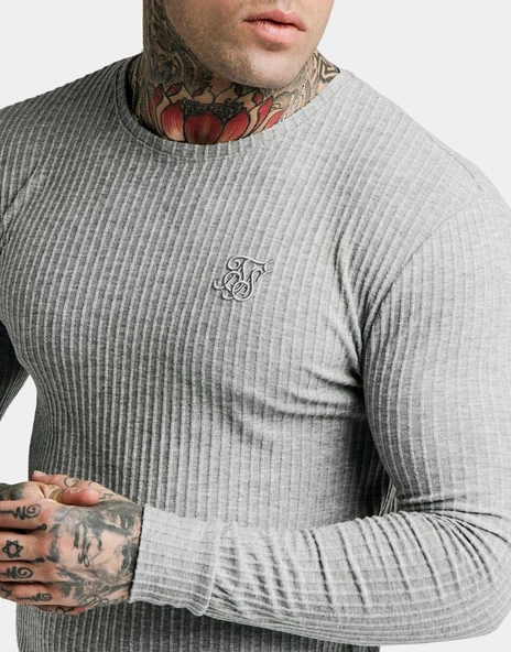 SikSilk Fırçalı Örgü Erkek Jumper Gri - 2