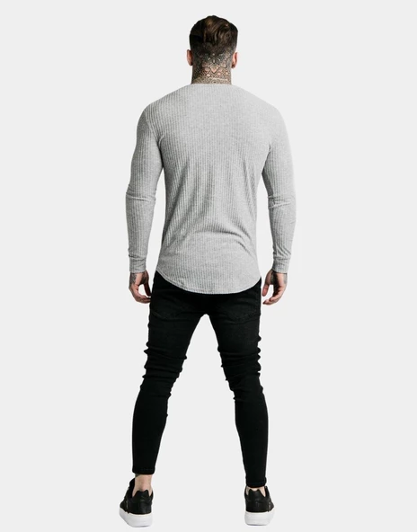 SikSilk Fırçalı Örgü Erkek Jumper Gri - 4