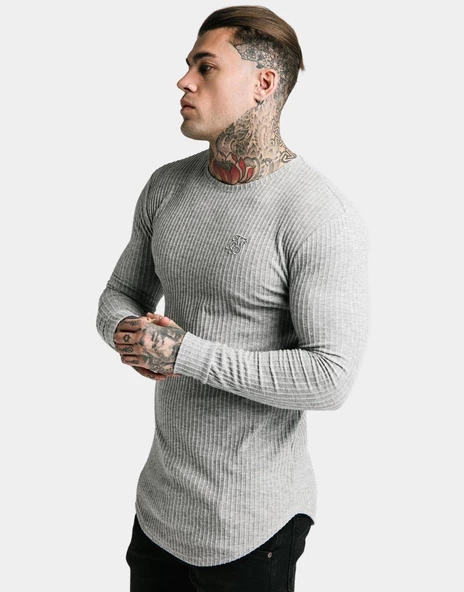 SikSilk Fırçalı Örgü Erkek Jumper Gri