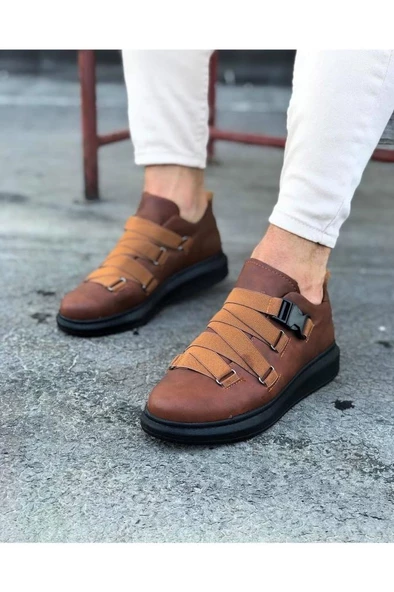 WG033  Taba Siyah Erkek Yüksek Taban  Ayakkabı ürün görseli