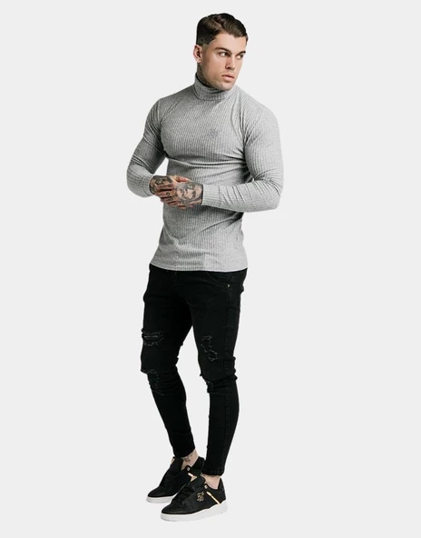 SikSilk Fırçalı Örgü Erkek Balıkçı Jumper Gri - 2