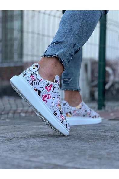 Dergi Desenli Boyalı Erkek Casual Ayakkabı WG501 - 2