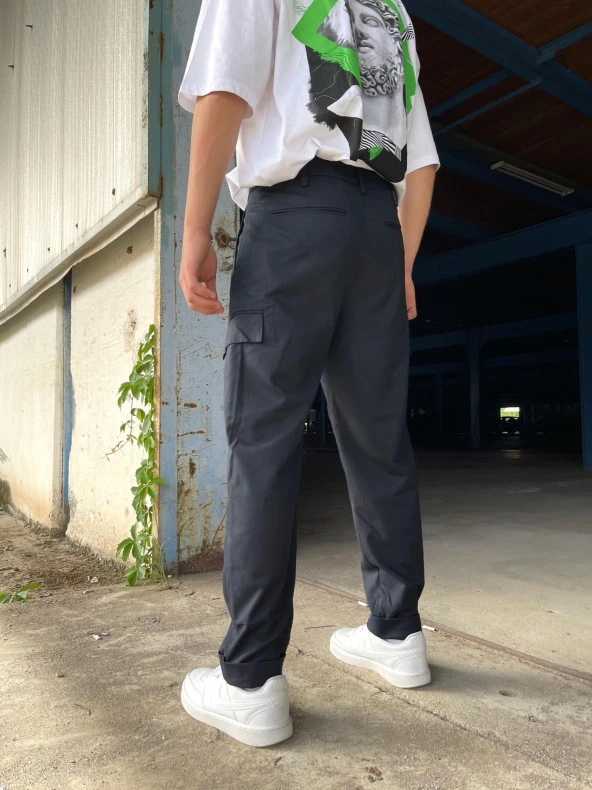 Premium Baggy Kargo Kumaş Pantolon Koyu Lacivert - 2