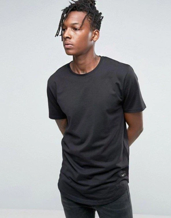 Bpm Long Line Basic Erkek Tişört Siyah - 5