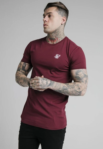 SikSilk Burgundy Basic Erkek Tişört